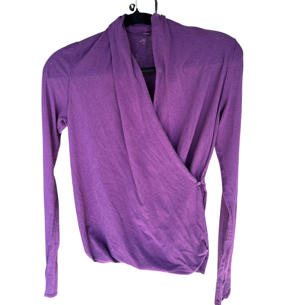 Lululemon Purple Wrap Front Long Sleeve Ribbed Yoga Top Women's